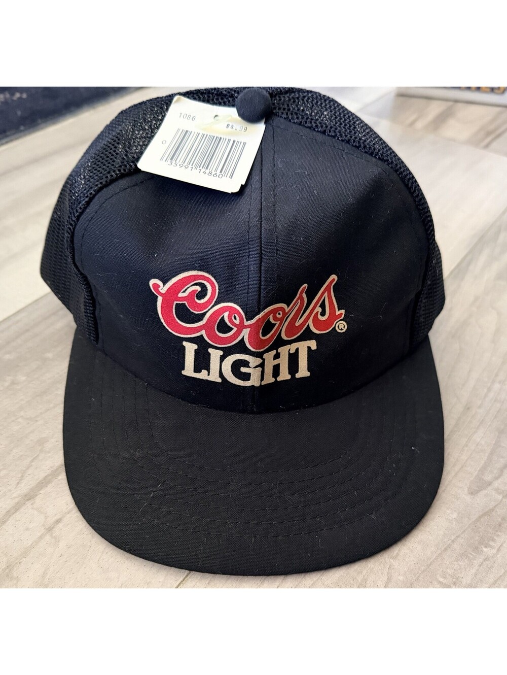 Vintage Coors Light Trucker Hat Black Snapback Mesh Cap 80s 90s